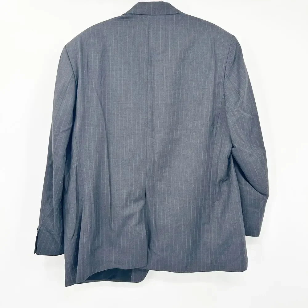 Lauren Ralph Lauren Mens Business Formal Pinstripe 100% Wool Blazer‎ 44R Gray